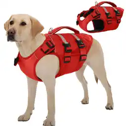 Walmart Kuoser Dog Life Jacket, High Flotation Dog Life Vest for Swimming Boating, Red, L offer
