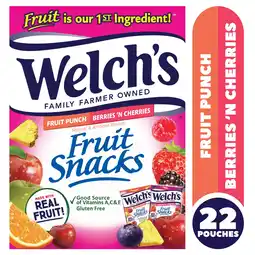 Walmart Welch's Fruit Snacks, Fruit Punch & Berries N Cherries, 0.8 oz, 22 Count offer