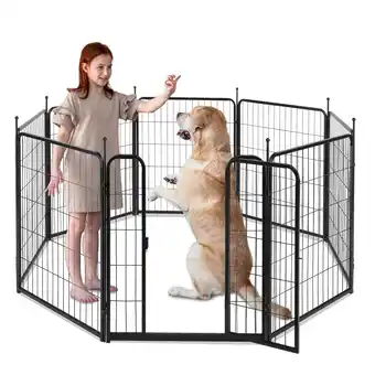 Walmart Ktaxon Dog Playpen 8-Panel Metal Pet Fence, 32 Outdoor Portable Pen for RV Camping Yard, Black offer