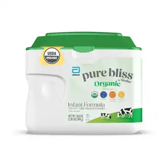 Walmart Pure Bliss by Similac Organic Powder Baby Formula, USDA-Certified Organic, 20.6-oz Tub offer