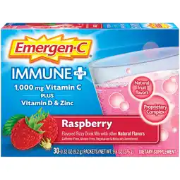 Walmart Emergen-C Immune Plus Vitamin C Supplement Powder, Raspberry, 30 Ct offer