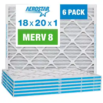 Walmart Aerostar 18x20x1 MERV 8 Pleated Air Filter, AC Furnace Air Filter, 6 Pack offer