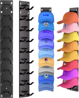 Walmart Livhil 2 Pack Hat Rack for Baseball Caps, Hat Organizer Display Holder Hold Up to 18 Hats, Black offer