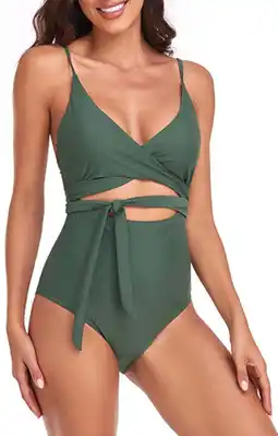 Walmart SOMER Women's One Piece Swimsuit Tummy Control Bathing Suits Cut Out Monokini Wrap Push Up Swimwear offer