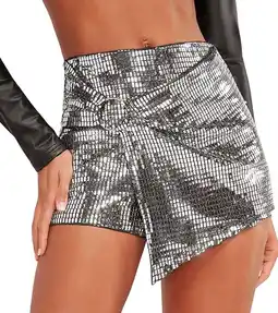 Walmart Women's Shorts O Ring Wrap Skort Skirt Party Rave Sparkle Shorts offer