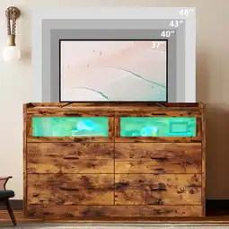 Walmart LIKIMIO Dressers for Bedroom 6 Drawer Dresser with LED Lights and Power Outlets , Vintage Brown offer