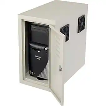 Walmart Global Industrial 249309JBG Computer CPU Side Cabinet with Front & Rear Doors 2 Exhaust Fans, Beige offer