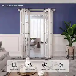 Walmart 4.3Ft Stainless Steel Bi-Folding Barn Door Hardware Kit Fit 12Width 4 Door T-Shaped Sliding Door Kit offer
