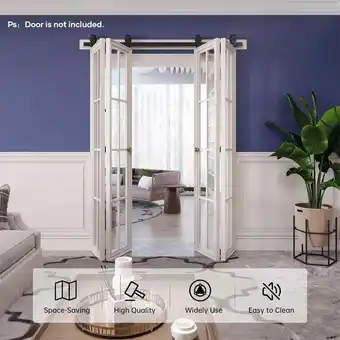 Walmart 4.3Ft Stainless Steel Bi-Folding Barn Door Hardware Kit Fit 12Width 4 Door T-Shaped Sliding Door Kit offer