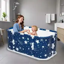Walmart PUEDO 47in Large Portable Folding Bathtub, Hot & Cold Soaking Bath tub, Starry Blue offer
