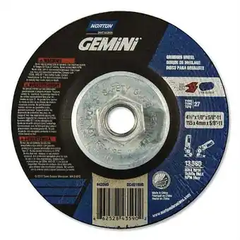 Walmart Gemini Type 27 Grinding and Cutting Wheel, 4-1/2 in dia x 1/8 in T x 5/8 in-11 Arbor Hole, AO offer