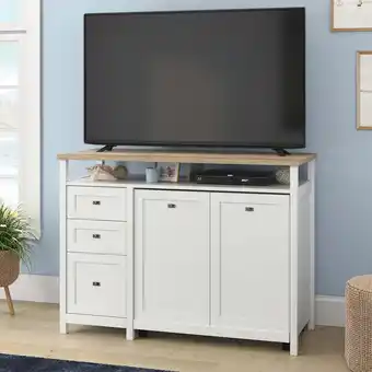 Walmart Sauder Cottage Road Credenza With Desk, For TV's up to 55, White Finish offer