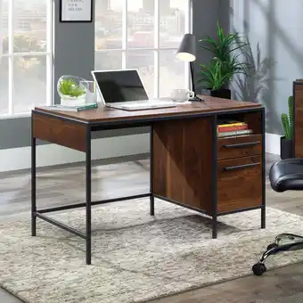 Walmart Sauder Nova Loft Engineered Wood Single Pedestal Desk in Grand Walnut offer