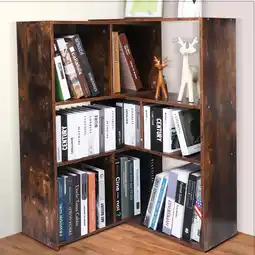 Walmart JBLCC 3-Tier Bookshelf 9 Cube Storage Organizer Cabinet Bookcase for Bedroom, Rustic Brown offer