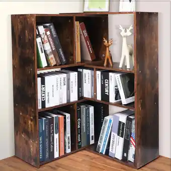 Walmart JBLCC 3-Tier Bookshelf 9 Cube Storage Organizer Cabinet Bookcase for Bedroom, Rustic Brown offer
