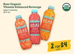 Sprouts Farmers Market Roar Organic Vitamin Enhanced Beverage offer