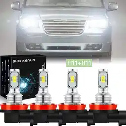 Walmart For Chrysler Town & Country 2008-2009 4x H11 LED Headlight High Low Beam Bulbs offer