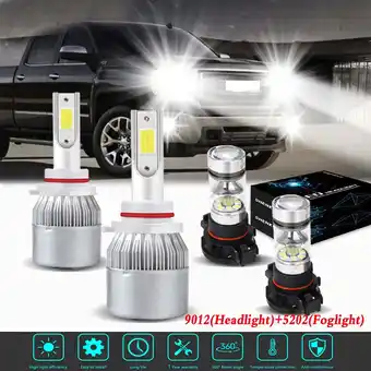 Walmart For 2014 2015 Gmc Sierra 1500 Headlights 9012 5202 LED High and Low Beam+5202 Fog Light 4pc offer