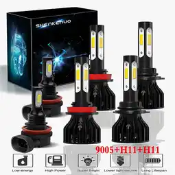 Walmart For Ford Ranger 2012-2020 Headlights,9005 H11 High beam and Low Beam Bulbs+H11 Fog light Bulbs,6pc offer