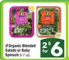 Albertsons O Organic Blended Salads or Baby Spinach - 5-7 oz offer