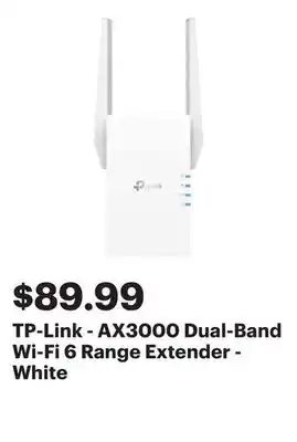 Best Buy TP-Link - AX3000 Dual-Band Wi-Fi 6 Range Extender - White offer