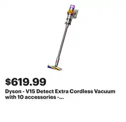 Best Buy Dyson - V15 Detect Extra Cordless Vacuum with 10 accessories - Yellow/Nickel offer