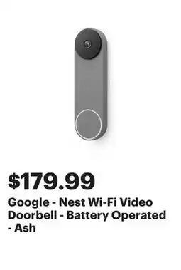 Best Buy Google - Nest Wi-Fi Video Doorbell - Battery Operated - Ash offer