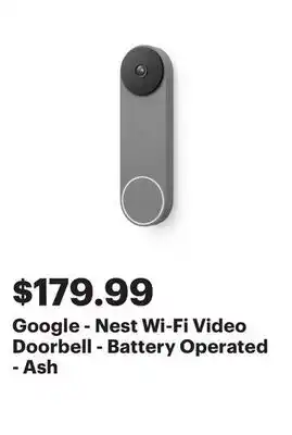Best Buy Google - Nest Wi-Fi Video Doorbell - Battery Operated - Ash offer