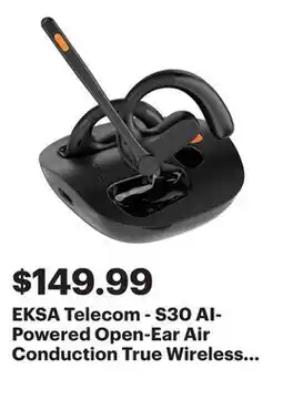 Best Buy EKSA Telecom - S30 AI-Powered Open-Ear Air Conduction True Wireless Headset - Black offer