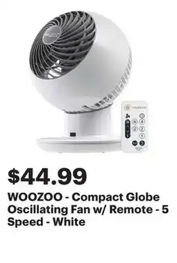 Best Buy WOOZOO - Compact Globe Oscillating Fan w/ Remote - 5 Speed - White offer