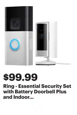 Best Buy Ring - Essential Security Set with Battery Doorbell Plus and Indoor Cam - Satin Nickel and White offer