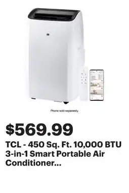 Best Buy TCL - 450 Sq. Ft. 10,000 BTU 3-in-1 Smart Portable Air Conditioner - White offer