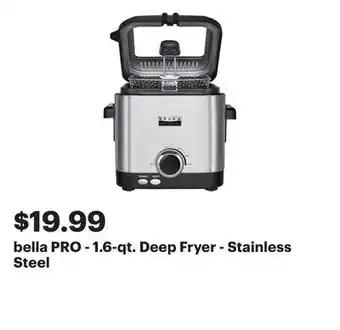 Best Buy bella PRO - 1.6-qt. Deep Fryer - Stainless Steel offer