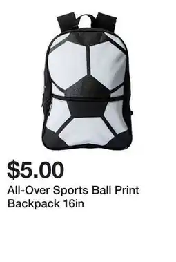 Five Below All-Over Sports Ball Print Backpack 16in offer