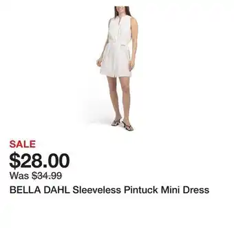 Marshalls BELLA DAHL Sleeveless Pintuck Mini Dress offer