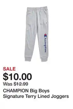 Marshalls CHAMPION Big Boys Signature Terry Lined Joggers offer