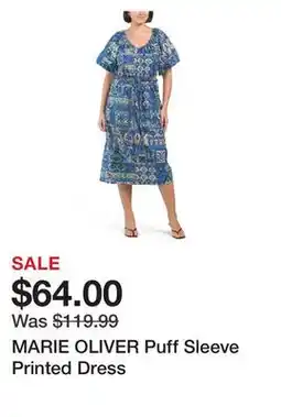 Marshalls MARIE OLIVER Puff Sleeve Printed Dress offer