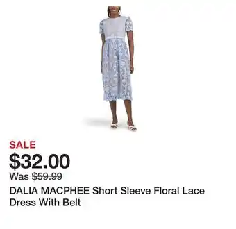 Marshalls DALIA MACPHEE Short Sleeve Floral Lace Dress With Belt offer