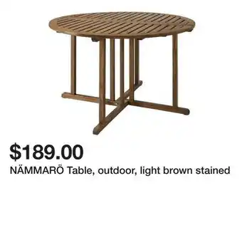 Ikea NÄMMARÖ Table, outdoor, light brown stained offer