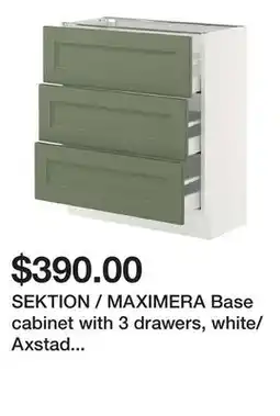 Ikea SEKTION / MAXIMERA Base cabinet with 3 drawers, white/Axstad gray-green offer