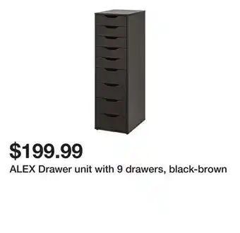 Ikea ALEX Drawer unit with 9 drawers, black-brown offer