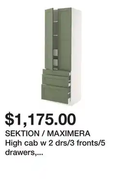 Ikea SEKTION / MAXIMERA High cab w 2 drs/3 fronts/5 drawers, white/Axstad gray-green offer
