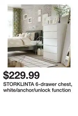 Ikea STORKLINTA 6-drawer chest, white/anchor/unlock function offer