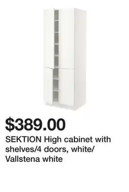 Ikea SEKTION High cabinet with shelves/4 doors, white/Vallstena white offer
