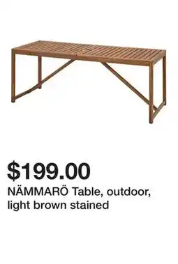 Ikea NÄMMARÖ Table, outdoor, light brown stained offer