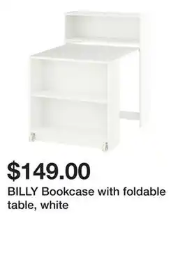 Ikea BILLY Bookcase with foldable table, white offer