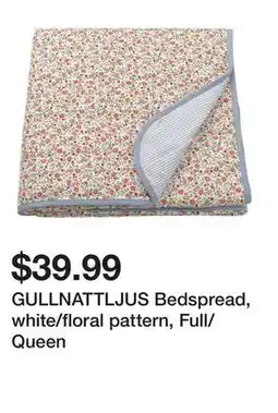 Ikea GULLNATTLJUS Bedspread, white/floral pattern, Full/Queen offer