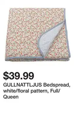 Ikea GULLNATTLJUS Bedspread, white/floral pattern, Full/Queen offer