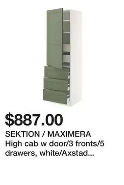Ikea SEKTION / MAXIMERA High cab w door/3 fronts/5 drawers, white/Axstad gray-green offer