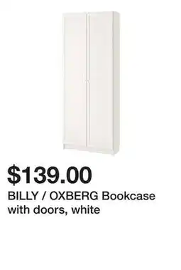 Ikea BILLY / OXBERG Bookcase with doors, white offer